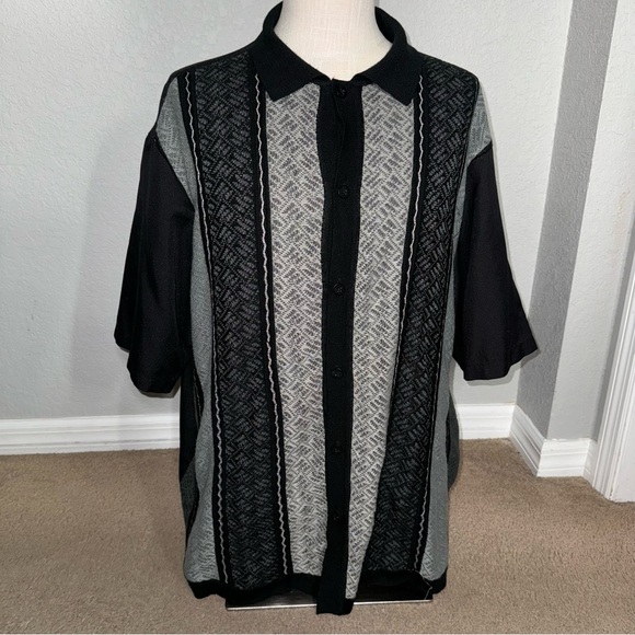 Mens Stacy Adams Italian Style Knit Woven Shirt 2XL - Picture 2 of 6